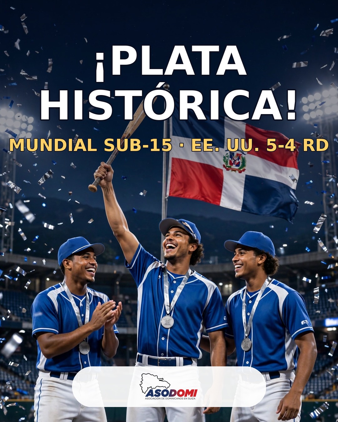 ¡PLATA HISTÓRICA! RD, subcampeona del Mundial de Béisbol Sub-15