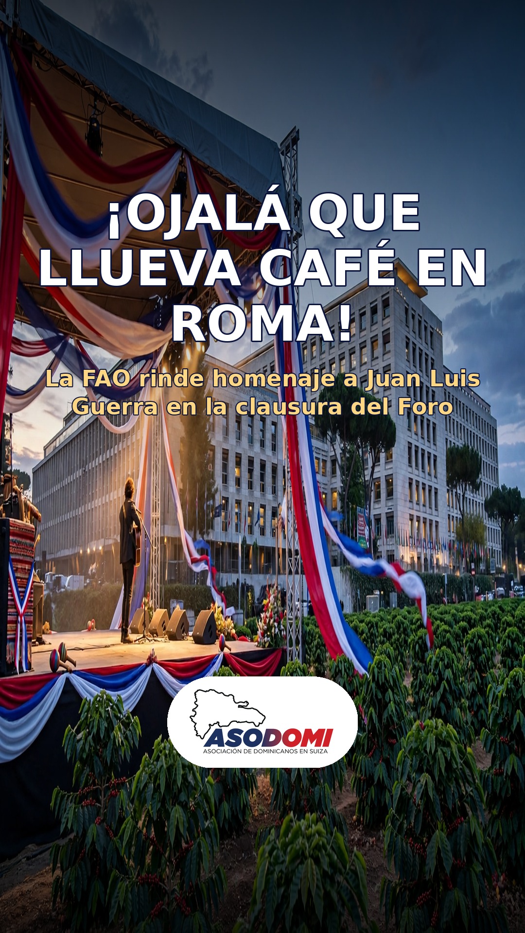 ¡Ojalá que llueva café en Roma! La FAO rinde homenaje a Juan Luis Guerra