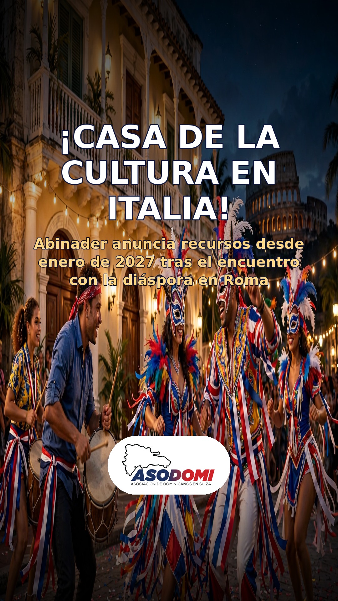 ¡Casa de la Cultura en Italia! Abinader anuncia recursos desde enero de 2027