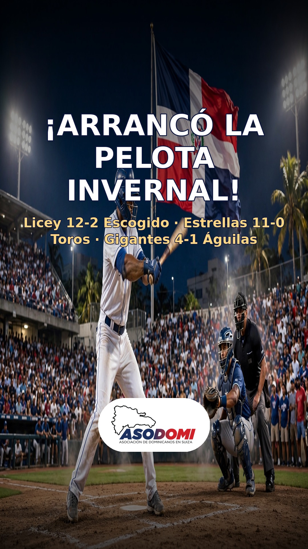 ¡Arrancó la pelota invernal! Licey, Estrellas y Gigantes ganan en la jornada inaugural