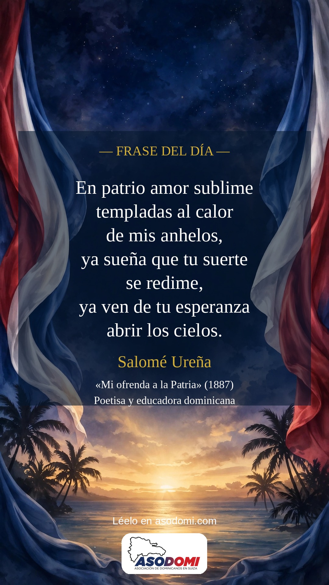 Frase del día: Salomé Ureña, «Mi ofrenda a la Patria» (1887)